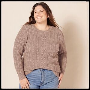 NWT Amazon Essentials Women's Cable Knit Sweater Camel Size XXL